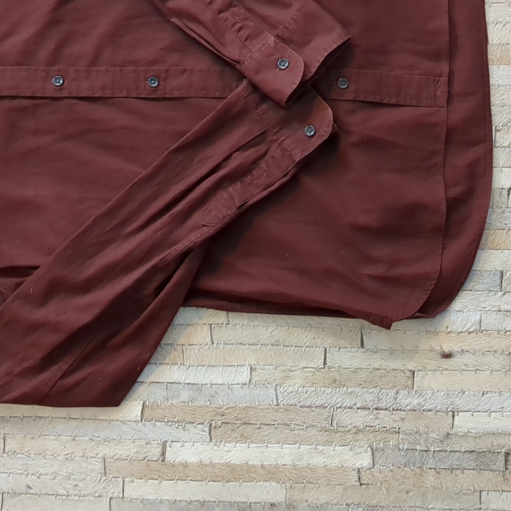 All‎ Saints 100% Cotton Maroon Ramskull Long Sleeve Button Down Shirt - Picture 5 of 9